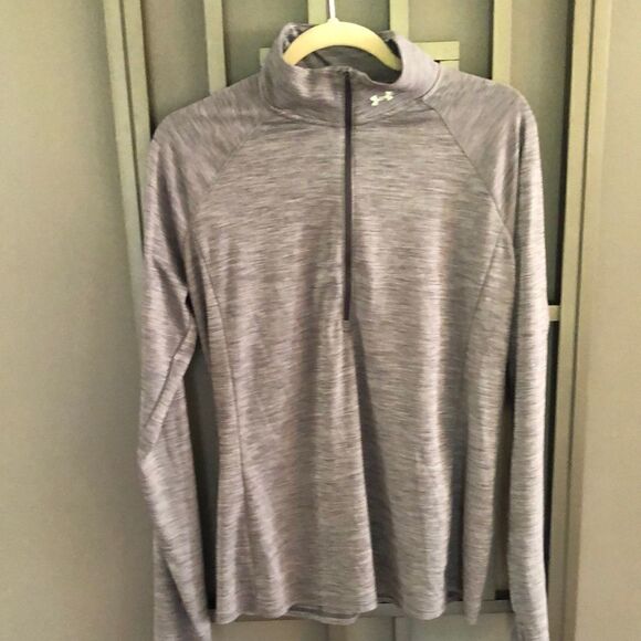 Under Armour heathered three-quarter zip mock long sleeve top size L - Picture 1 of 5